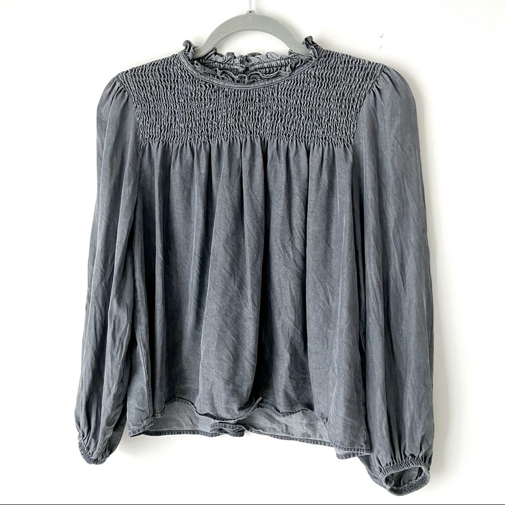 Zara Smocked Top Blouse Shirt